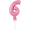 Fóliový balón na tortu číslo 6 ružový, 13cm
