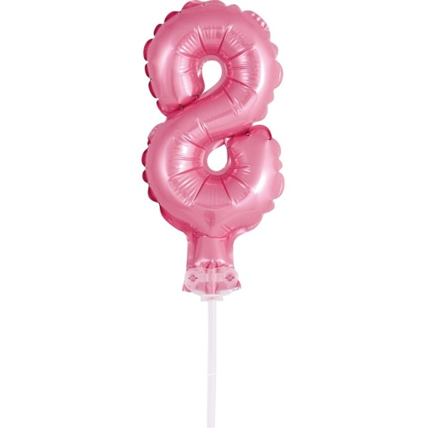 Fóliový balón na tortu číslo 8 ružový, 13cm