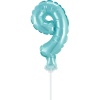 Fóliový balón na tortu číslo 9 tyrkysový, 13cm