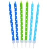 Sviečky na tortu bodkované, modré a zelené, 10cm, 24ks