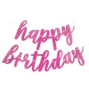 Girlanda nápis Happy Birthday ružová s trblietkami, 83cm