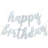 Girlanda nápis Happy Birthday strieborná s trblietkami, 83cm
