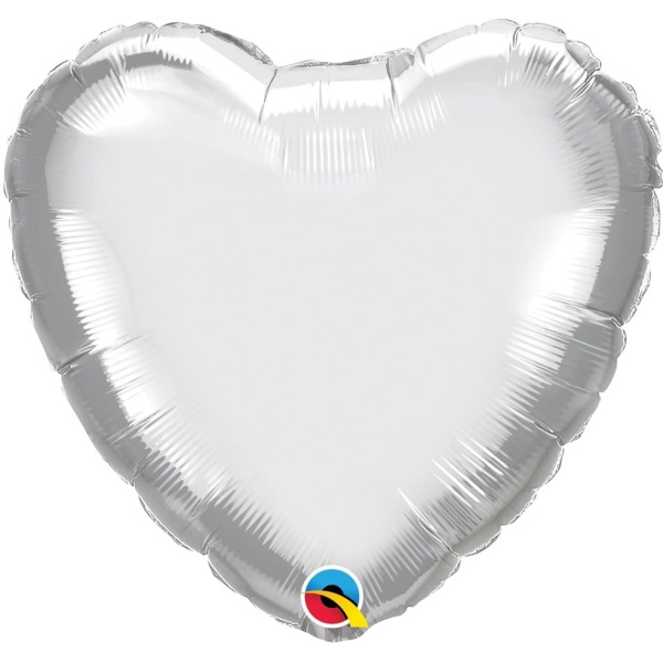 Balón fóliový Srdce strieborné, 45cm