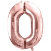 Fóliový balón číslo 0, ružovo zlaty, 86cm