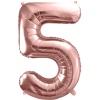 Fóliový balón číslo 5, ružovo zlaty, 86cm