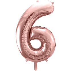 Fóliový balón číslo 6, ružovo zlaty, 86cm