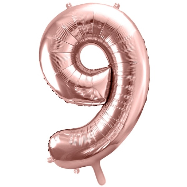 Fóliový balón číslo 9, ružovo zlaty, 86cm