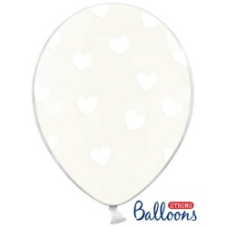 Balón Srdiečka biele, priehľadný, 30cm, 1ks
