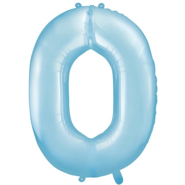 Fóliový balón číslo 0, bledomodrý, 86cm