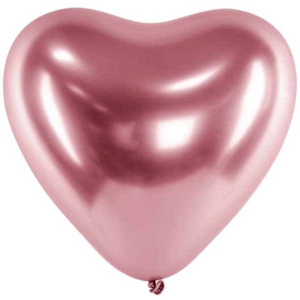 Balón chrómový ružové srdce, 30cm, 1ks