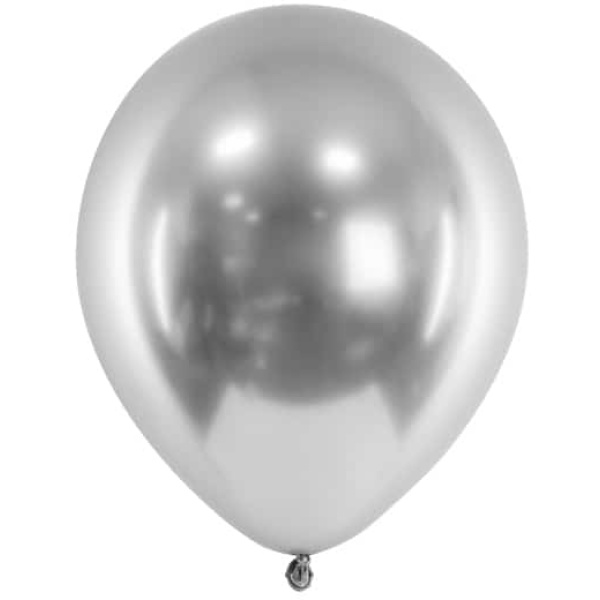 Balóny chrómové strieborné, 30cm, 1ks