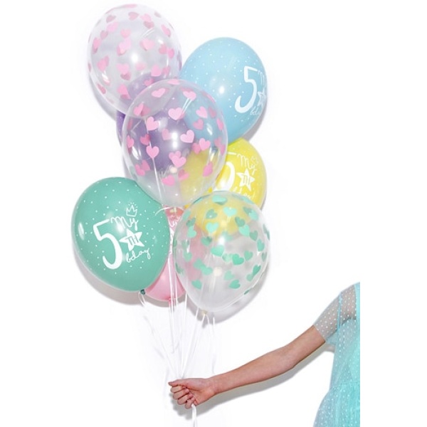 Balón Srdiečka tyrkysový, priehľadný, 30cm, 1ks