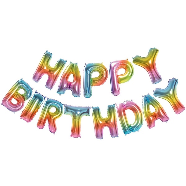 Fóliové balóny nápis Happy Birthday, farebný, 340x35cm