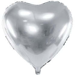 Fóliový balón strieborné srdce, 45cm