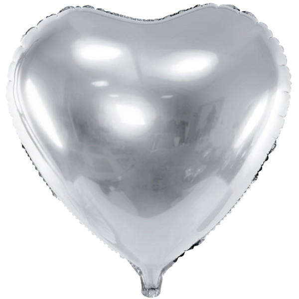 Fóliový balón strieborné srdce, 45cm