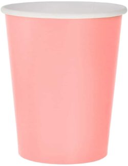 Papierové poháre bledo ružové, 270ml, 14ks