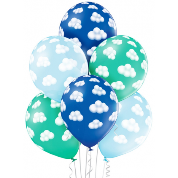 Balónový set obláčiky modro tyrkysový, 30cm, 6ks