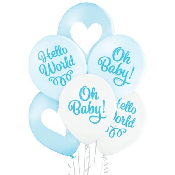 Balónový set Oh Baby modrý, 30cm, 6ks