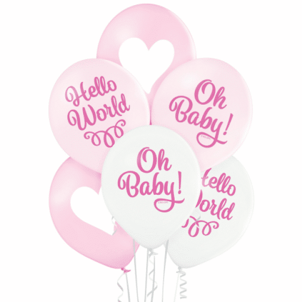 Balónový set Oh Baby ružový, 30cm, 6ks