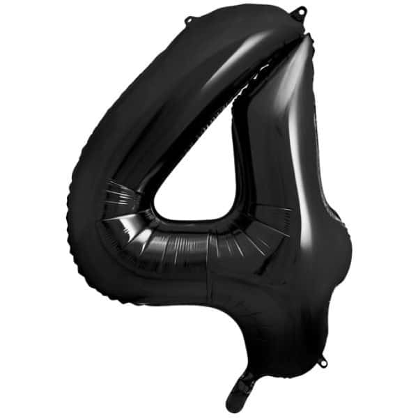 Fóliový balón číslo 4, čierny, 86cm