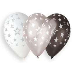 Balónový set hviezdy strieborné, 33cm, 6ks